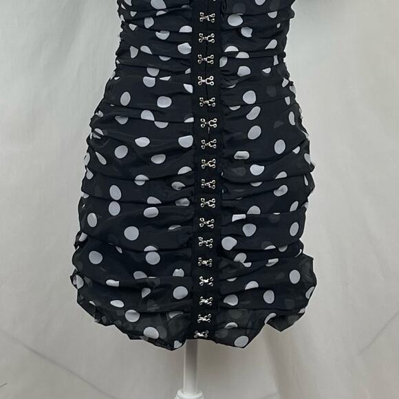 Urban Outfitters Sheer Black W White Polka Dots BodyCon Mini Dress NWOT Size SP - Picture 4 of 13